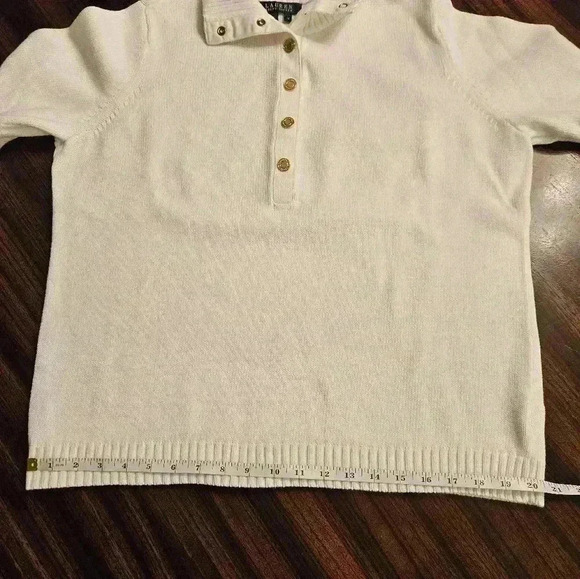 Lauren Ralph Lauren White Cotton Cropped Polo Knit Sweater Plus Womens 1X EUC - Picture 11 of 15